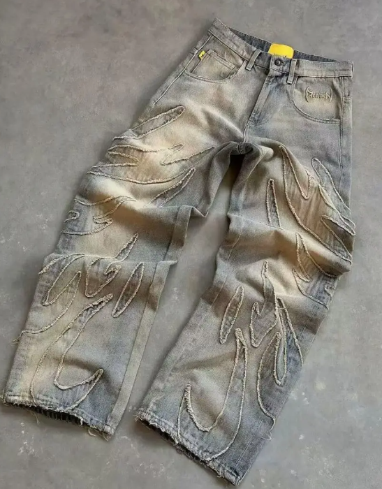 Distressed Blue Reaven Baggy Cargo Jeans