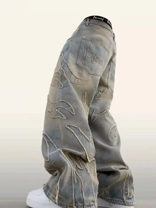 Distressed Blue Reaven Baggy Cargo Jeans