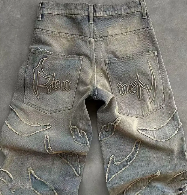Distressed Blue Reaven Baggy Cargo Jeans