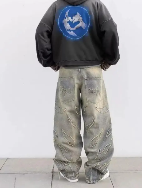 Distressed Blue Reaven Baggy Cargo Jeans